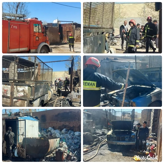 حریق انبار ضایعات پلاستیک واقع در خیابان امیرکبیر خمینی شهر 